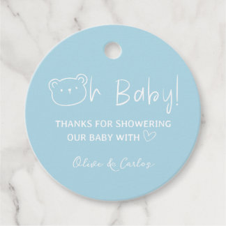 Oh Baby Bear and Heart Tack Baby Shower Gåvor Etiketter