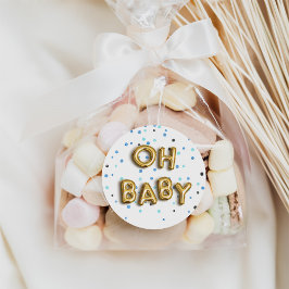 Oh Baby | Bebisdusch för marin och Guld Runt Klistermärke