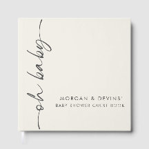 Oh Baby Beige Baby Shower Guest Book