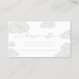 Oh Baby Beige Cloud Baby Shower Diaper Raffle Card Visitkort