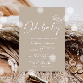 Oh Baby Beige Gender Neutral Modern Baby Shower Inbjudningar