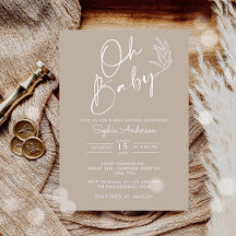 Oh Baby Beige Gender Neutral Modern Baby Shower