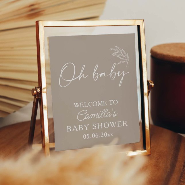 Oh Baby Beige Gender Neutral Modern Baby Shower Poster (Skapare uppladdad)