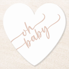 "Oh Baby" Beige Script Baby Shower Underlägg Papper
