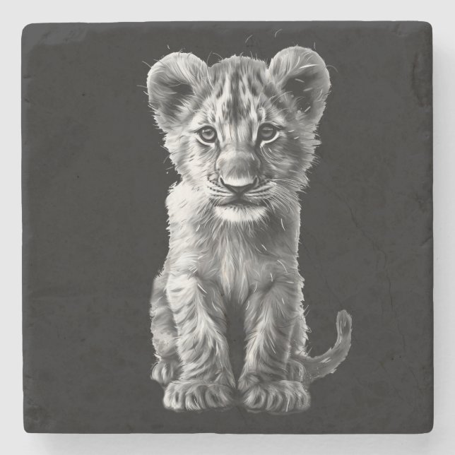 Oh Baby Big Cat Unge Grått Stenunderlägg (Framsidan)