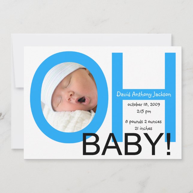 OH Baby Birth Notification (Blue) Meddelande (Framsida)