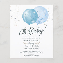 Oh Baby Blå Ballonger Baby Shower