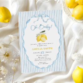 Oh Baby Blå Citron Tema Baby Shower Inbjudningar