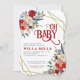 Oh Baby Blommigt Baby Shower-inbjudan Inbjudningar