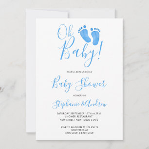 Oh Baby blue Baby Shower Inbjudningar