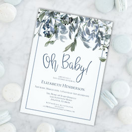 Oh Baby blue Baby Shower Inbjudningar