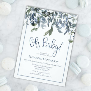 Oh Baby blue Baby Shower Inbjudningar