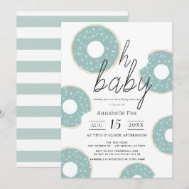 Oh Baby blue Donut Boy Baby Shower Inbjudningar