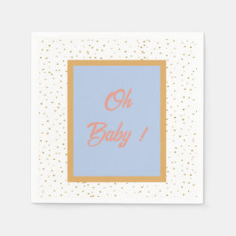 Oh Baby blue Guld Ginkgo Löv Baby Shower Pappersservett