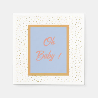 Oh Baby blue Guld Ginkgo Löv Baby Shower Pappersservett