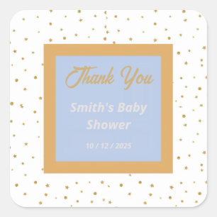Oh Baby blue Guld Ginkgo Löv Tack Stickers Fyrkantigt Klistermärke