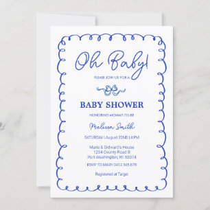 Oh Baby blue Hand plockade Baby Shower Inbjudningar