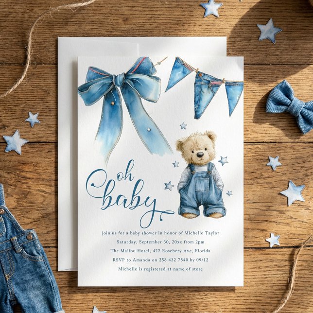 Oh Baby | Blue Jean Baby Denim Baby Shower Inbjudningar (Skapare uppladdad)