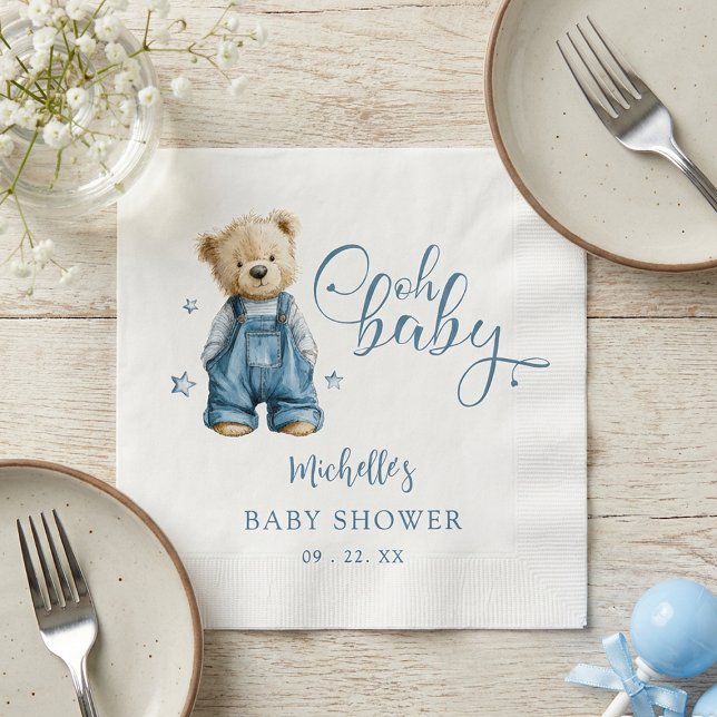 Oh Baby Blue Jean Baby Denim Baby Shower Pappersservett (Skapare uppladdad)