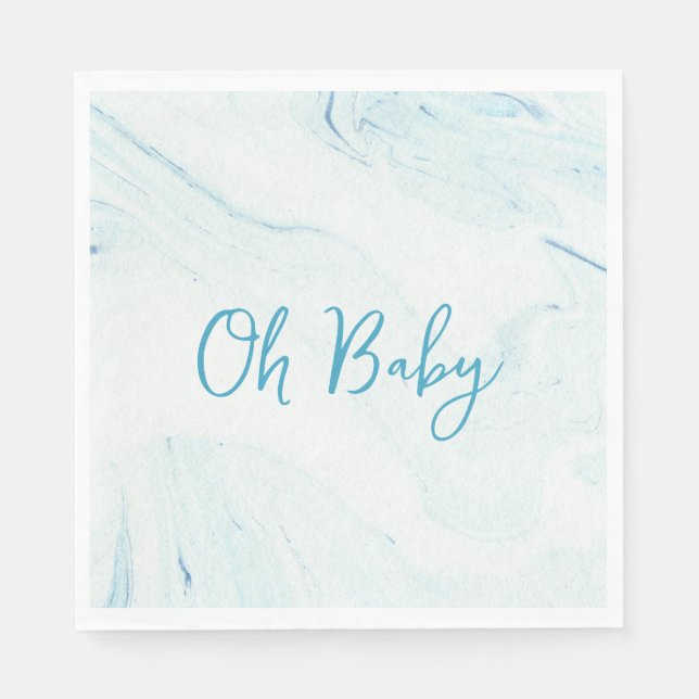 Oh Baby blue Marble Boy Baby Shower Pappersservett (Framsidan)