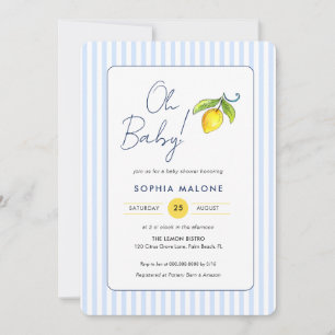 Oh Baby blue rand Lemon Pojke dusch Inbjudningar