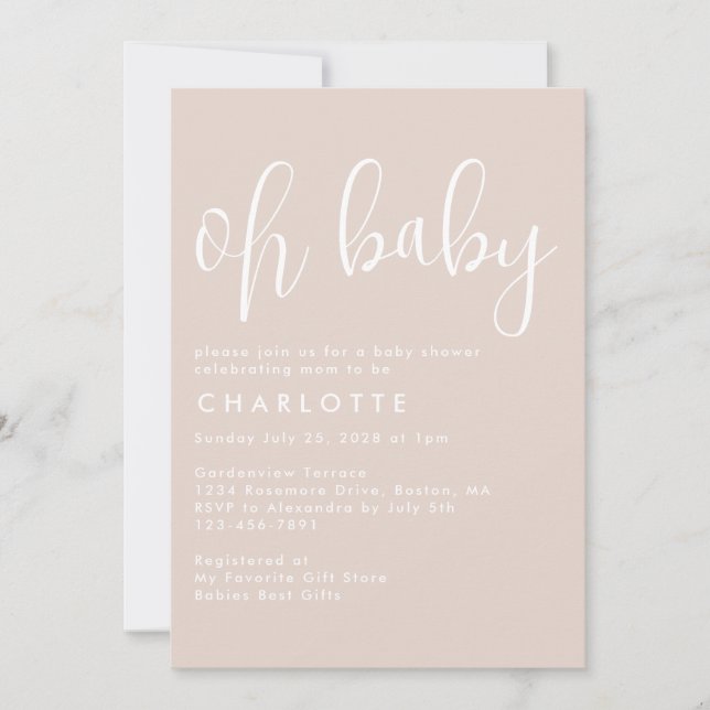 Oh Baby Boho Beige Gender Neutral Baby Shower Inbjudningar (Framsida)