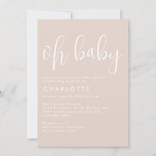 Oh Baby Boho Beige Gender Neutral Baby Shower Inbjudningar