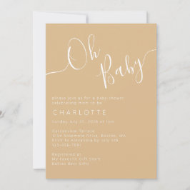 Oh Baby Boho Beige Gender Neutral Baby Shower Inbjudningar