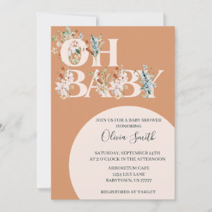 OH BABY Boho Blommigt Baby Shower Inbjudningar