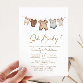 Oh Baby Boho Clothes Baby Shower Inbjudningar