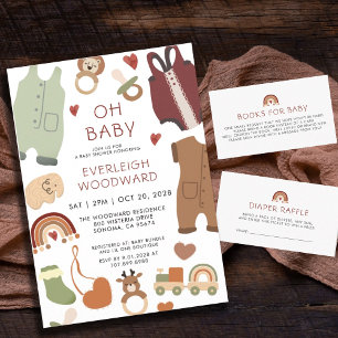 Oh Baby Boho Clothes Leksak Boy Shower Inbjudningar