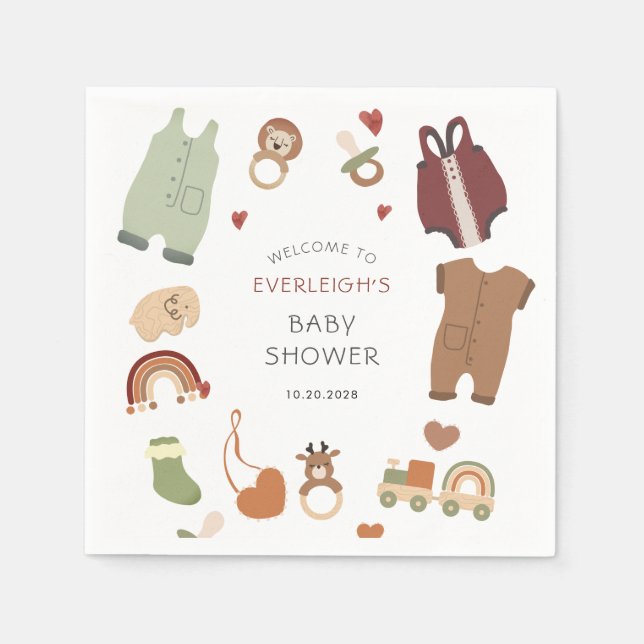 Oh Baby Boho Clothes Leksak Boy Shower Pappersservett (Framsidan)