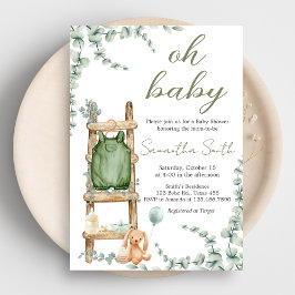 Oh Baby Boho Eucalyptus Baby Shower Inbjudningar