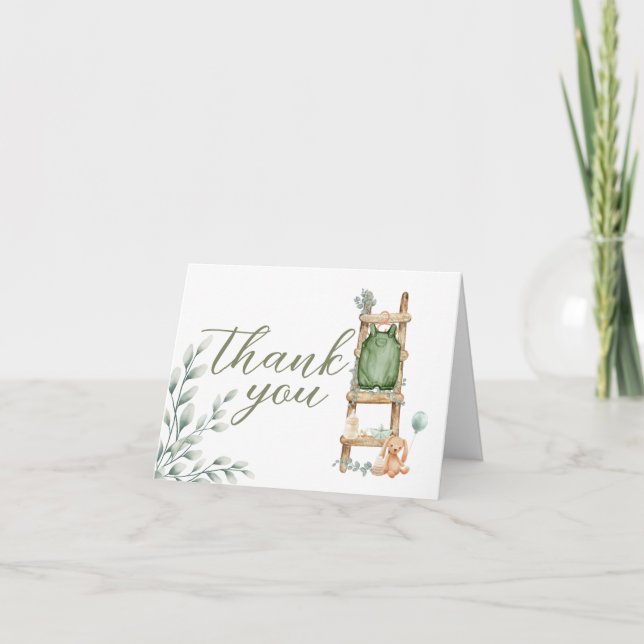 Oh Baby Boho Eucalyptus Baby Shower Tack Kort (Framsida)