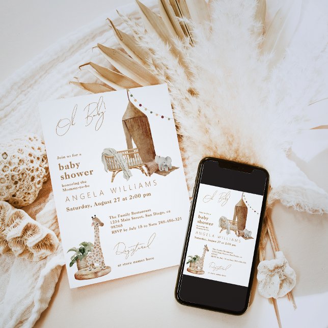 Oh Baby Boho Modern Gender Neutral Baby Shower Inbjudningar (Skapare uppladdad)