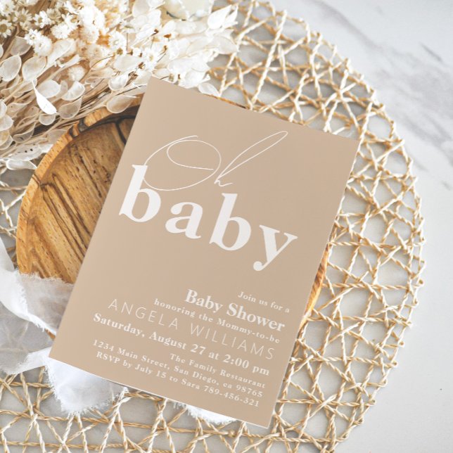 Oh Baby Boho Modern Simple Baby Shower Inbjudningar (Skapare uppladdad)