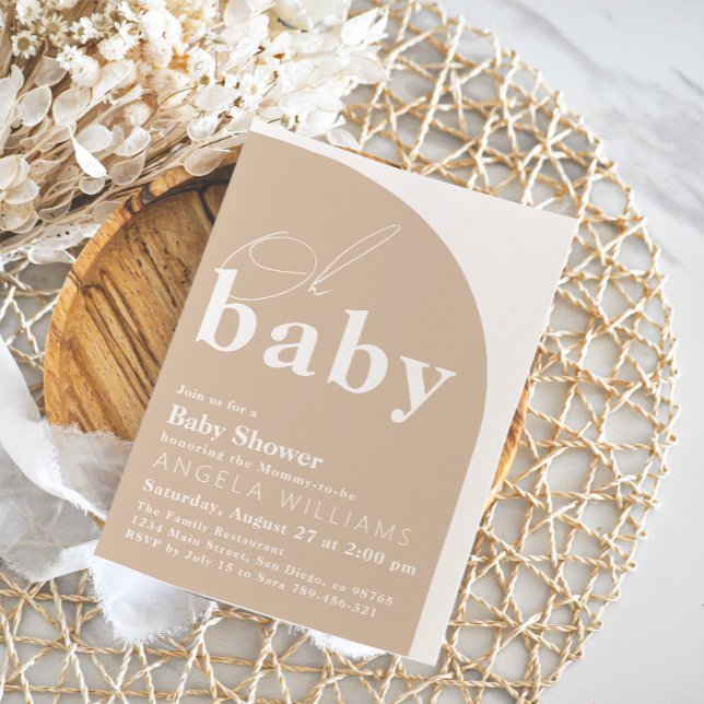 Oh Baby Boho Modern Simple Baby Shower Inbjudningar (Skapare uppladdad)