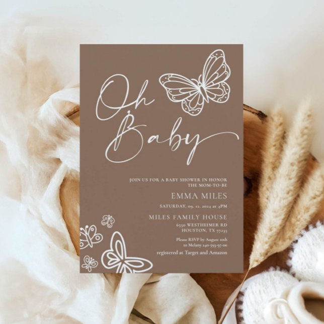 Oh Baby Boho Neutralt Baby Shower-inbjudan Inbjudningar (Skapare uppladdad)