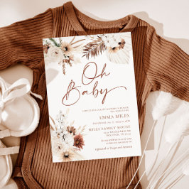 Oh Baby Boho Pampas Baby Shower-inbjudan Inbjudningar