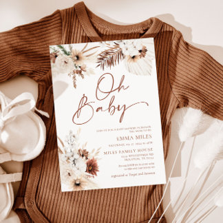 Oh Baby Boho Pampas Baby Shower-inbjudan Inbjudningar