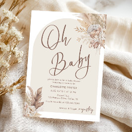 Oh Baby Boho Pampas Grass Neutralt Baby Shower Inbjudningar