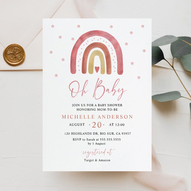 Oh Baby Boho Rainbow Baby Shower-inbjudan Inbjudningar (Skapare uppladdad)