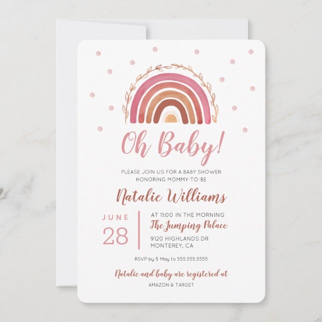 Oh Baby Boho Rainbow Baby Shower-inbjudan Inbjudningar (Framsida)