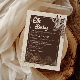 Oh Baby Boho Safari Giraffe Baby Shower Inbjudningar