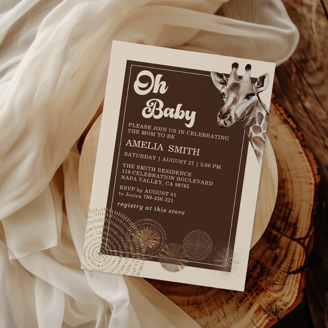 Oh Baby Boho Safari Giraffe Baby Shower Inbjudningar (Skapare uppladdad)