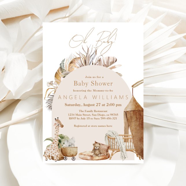 Oh Baby Boho Safari Nursery Neutralt Baby Shower Inbjudningar (Skapare uppladdad)
