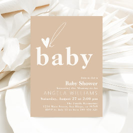 Oh Baby Boho Simple Heart Baby Shower Inbjudningar