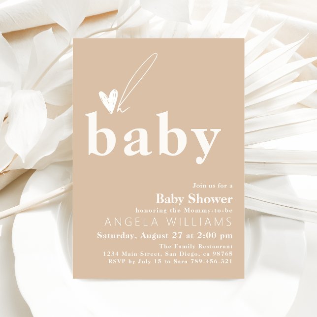 Oh Baby Boho Simple Heart Baby Shower Inbjudningar (Skapare uppladdad)