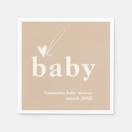 Oh Baby Boho Simple Heart Baby Shower Pappersservett