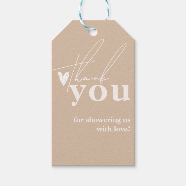 Oh Baby Boho Simple Heart Baby Shower Presentetikett (Framsidan)